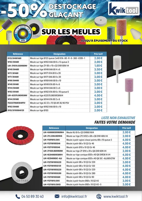 Aperçu de la promotion Déstockage meules